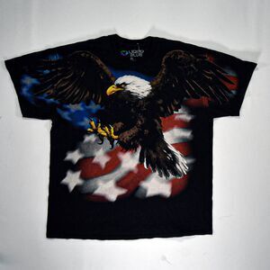 American Bald Eagle Patriotic Flag T-Shirt - XL